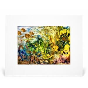 Original C Leidenheimer Abstract Painting Signed Matted 16x12 Mixed Media